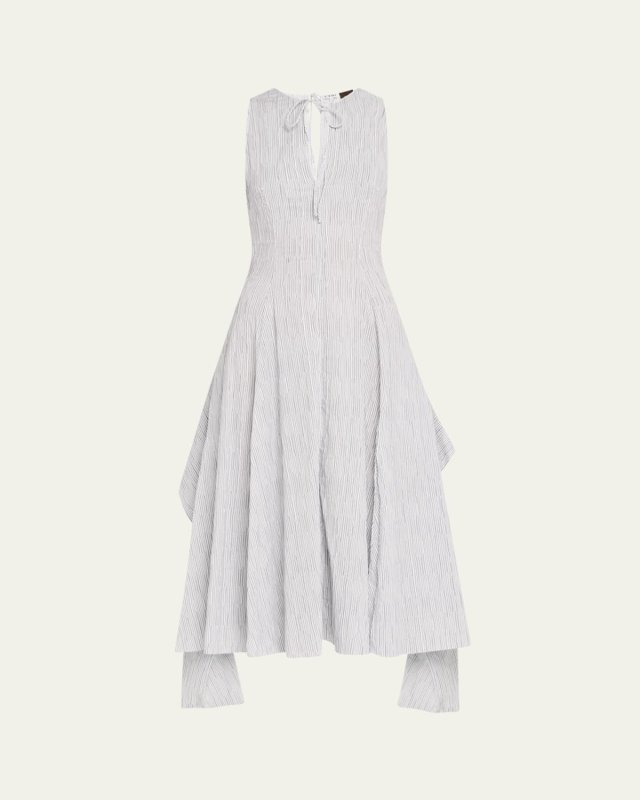 Striped Keyhole Tie-Front Dress